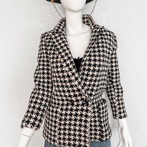Vintage 90s 100% Wool Houndstooth Bill Blass Sexy Blazer